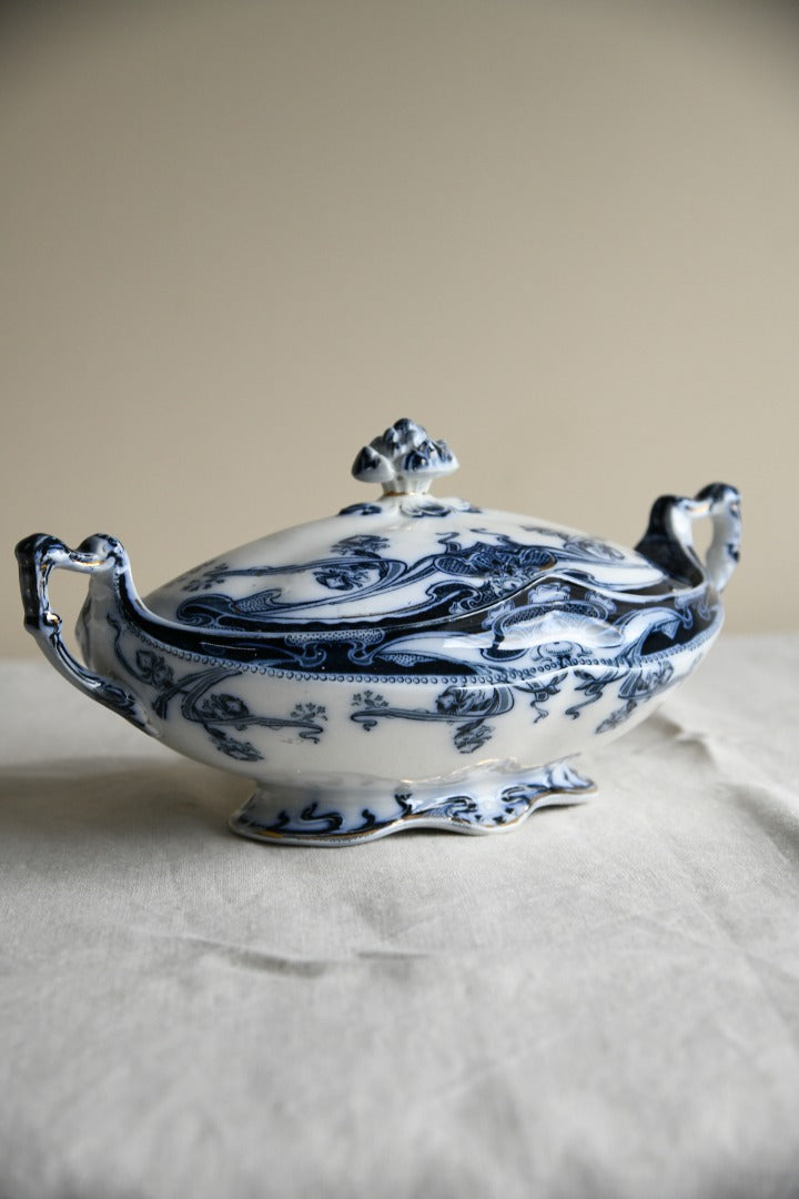 Burslem Iris Blue & White Tureen