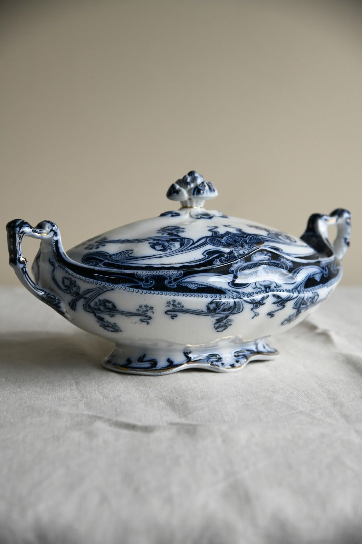 Burslem Iris Blue & White Tureen