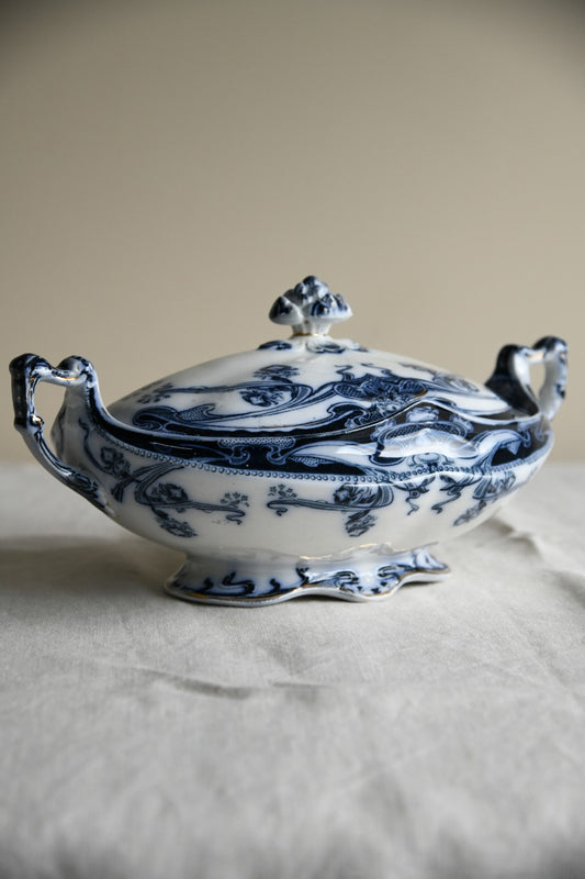 Burslem Iris Blue & White Tureen
