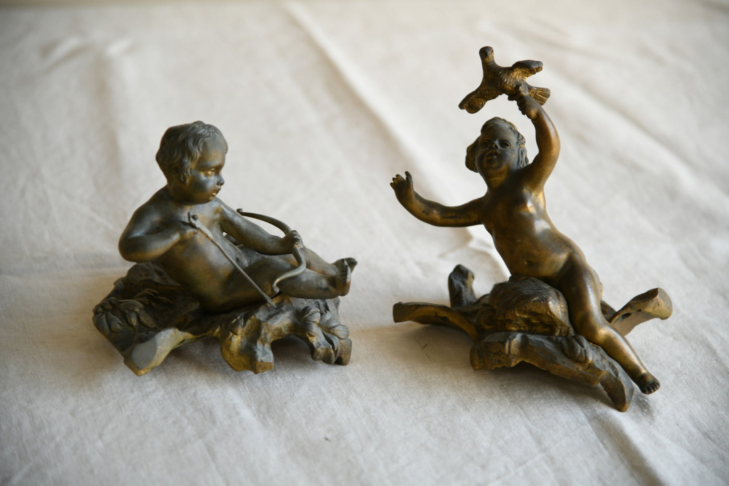 Pair Continental Bronze Cherubs