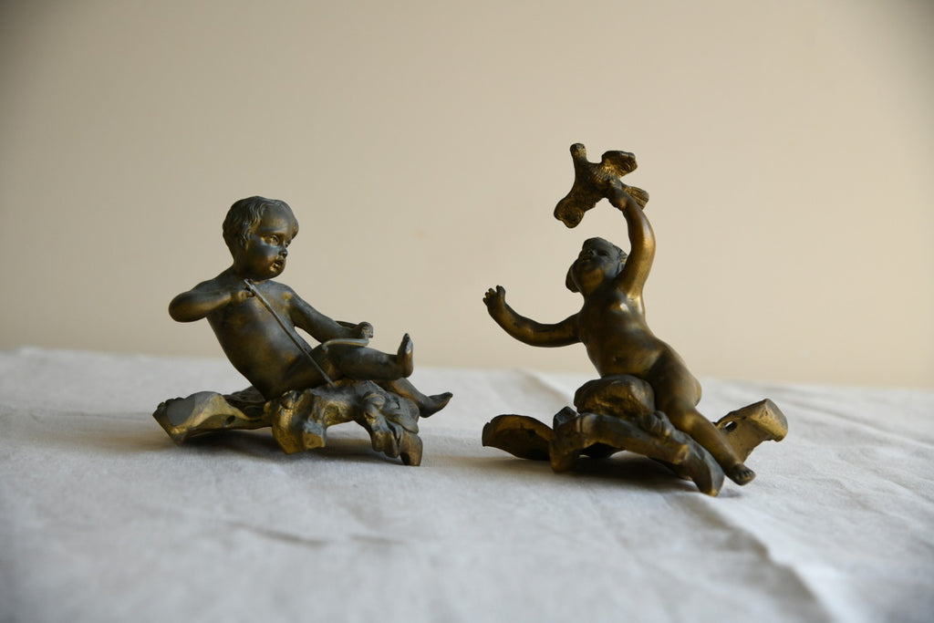 Pair Continental Bronze Cherubs