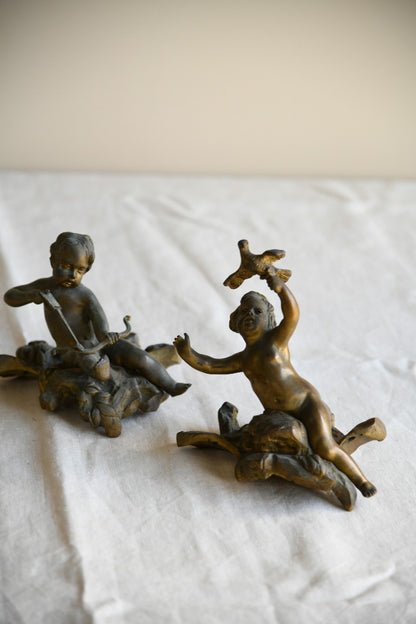 Pair Continental Bronze Cherubs