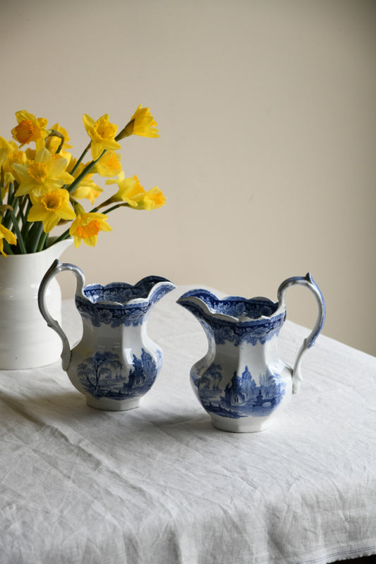 Pair of Blue & White Jugs