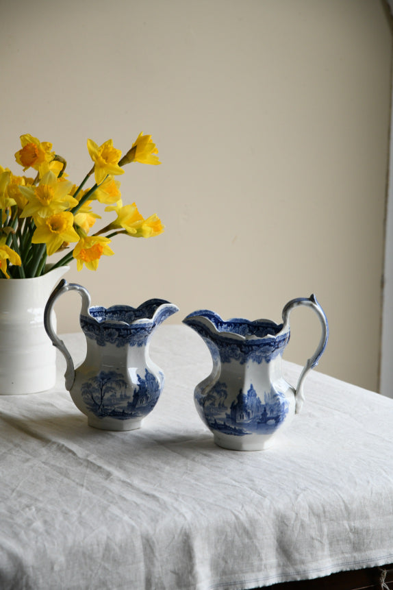 Pair of Blue & White Jugs