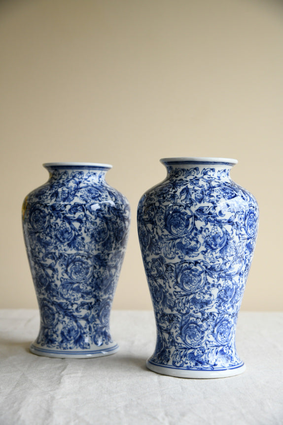 Pair Large Blue & White Vase