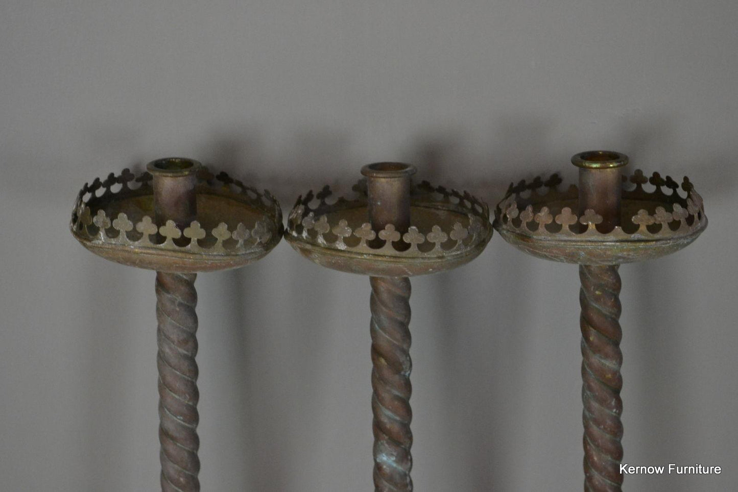 3 Brass Church Candle Holder - Kernow Furniture