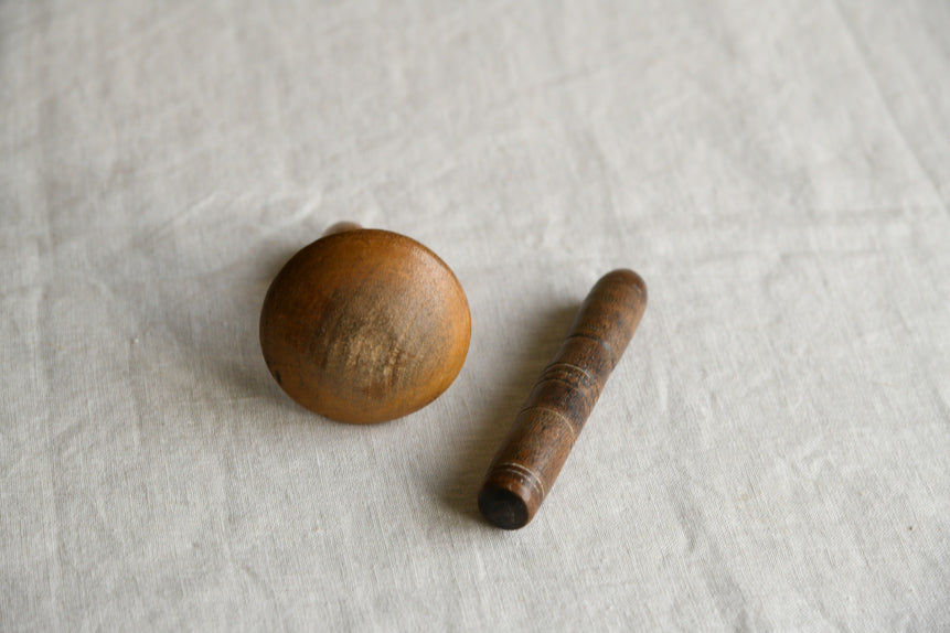 Antique Oak Needle Case & Darning Mushroom