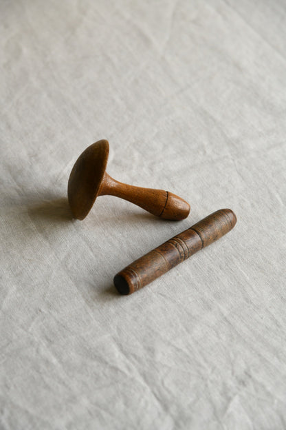 Antique Oak Needle Case & Darning Mushroom