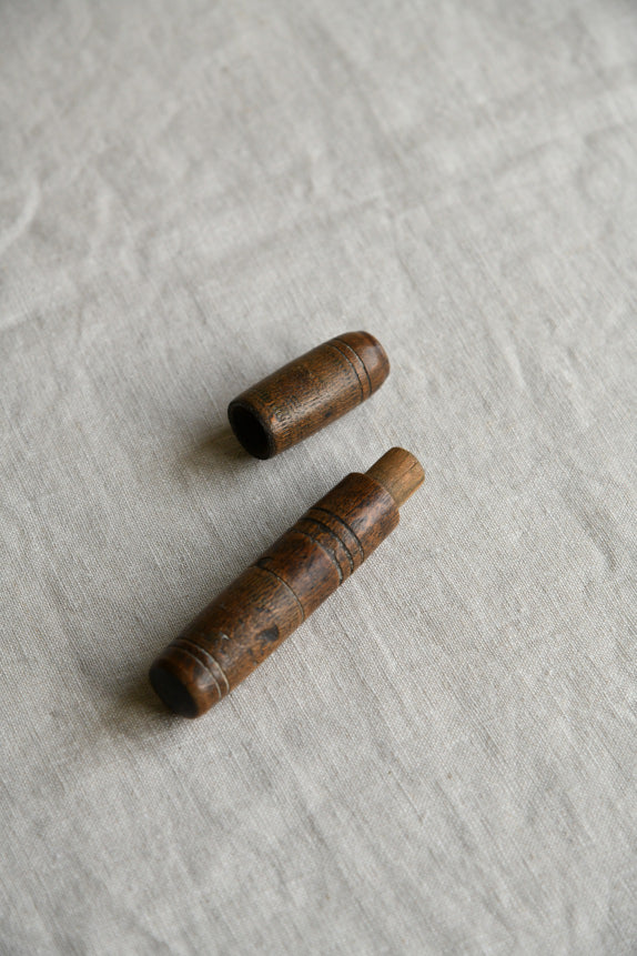 Antique Oak Needle Case & Darning Mushroom