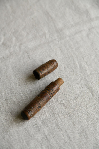 Antique Oak Needle Case & Darning Mushroom