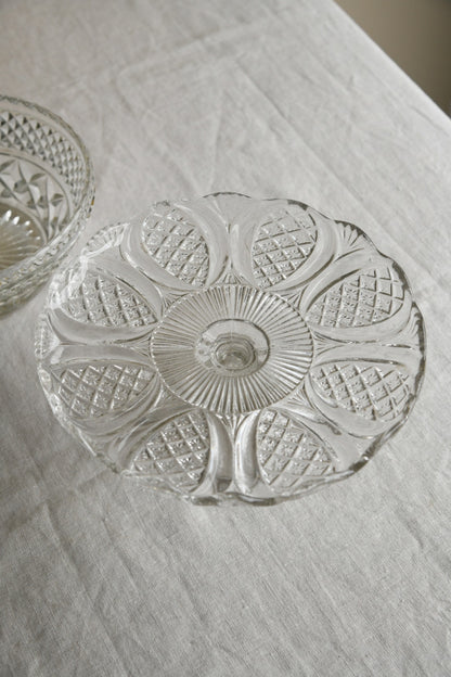 Vintage Glass Cake Stand & Bowl