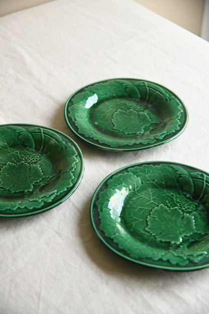 3 Vintage Majolica Vine Plates