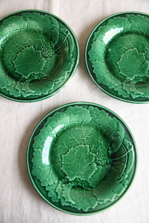 3 Vintage Majolica Vine Plates