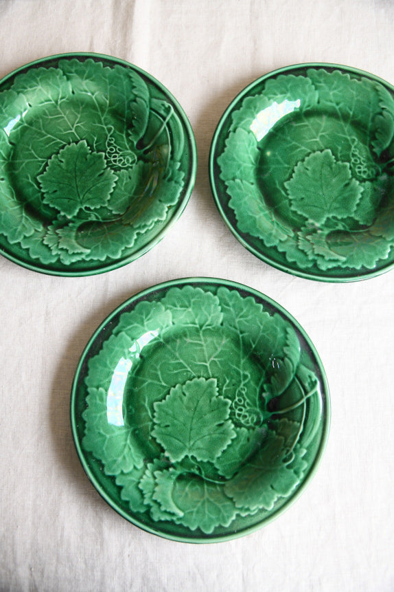 3 Vintage Majolica Vine Plates