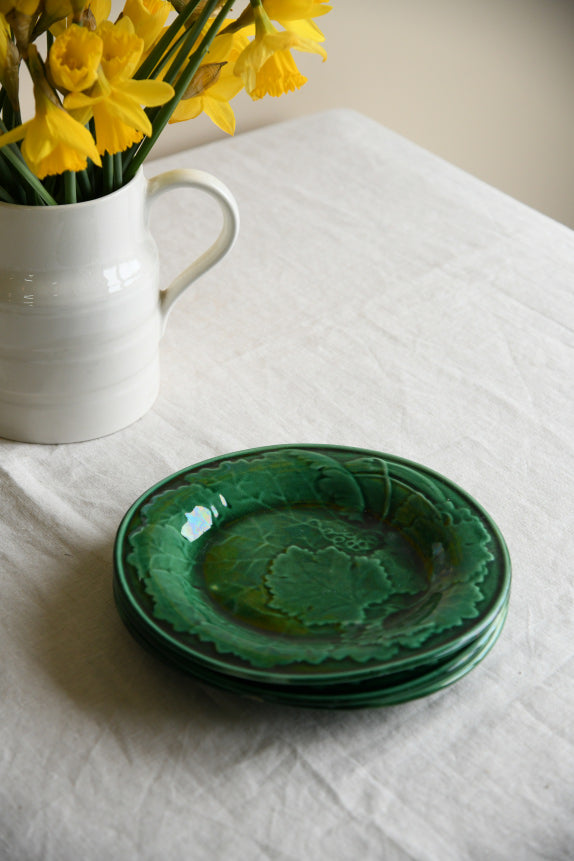 3 Vintage Majolica Vine Plates