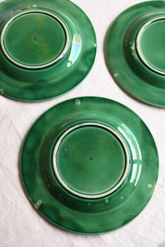 3 Vintage Majolica Vine Plates