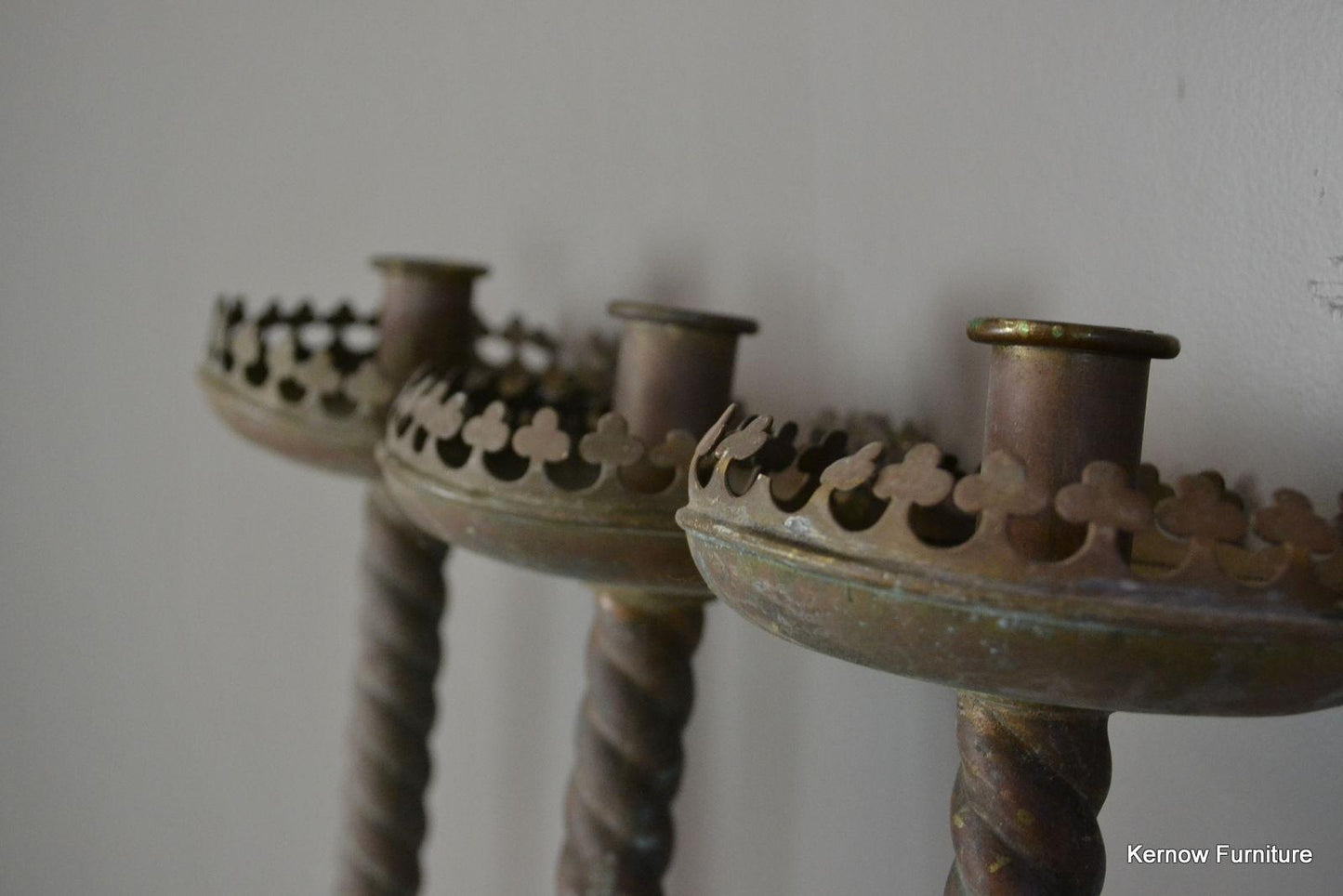 3 Brass Church Candle Holder - Kernow Furniture