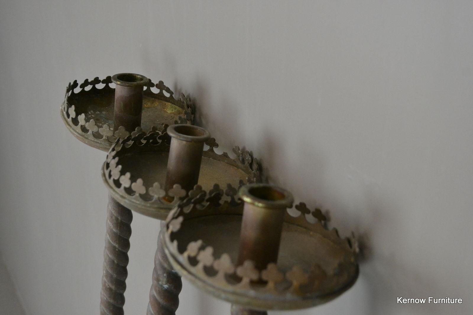 3 Brass Church Candle Holder - Kernow Furniture