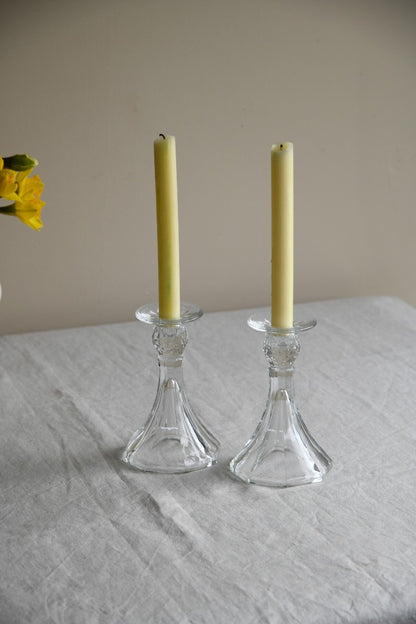 Pair Vintage Glass Candlesticks