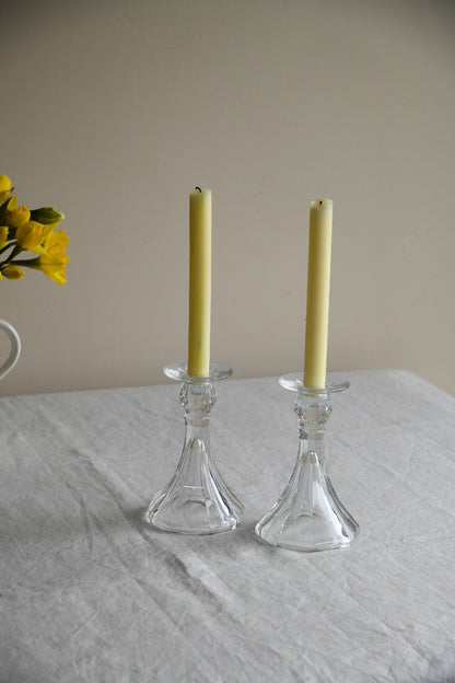 Pair Vintage Glass Candlesticks