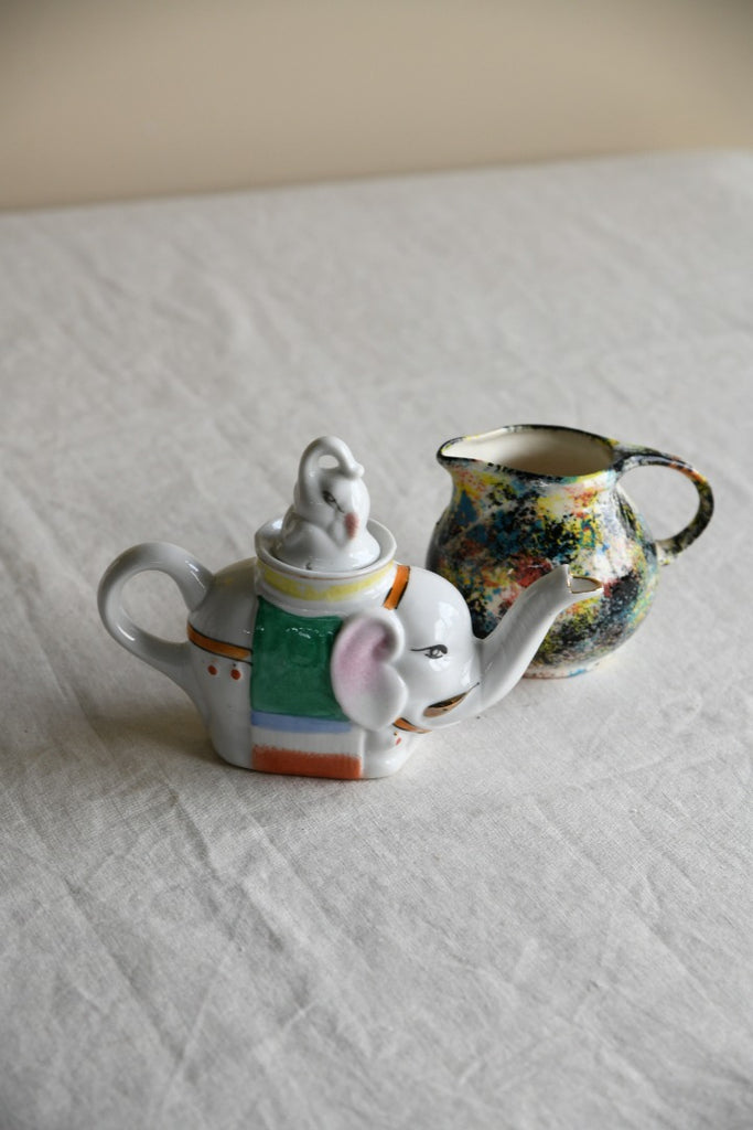 Vintage Novelty Elephant Teapot & Jug
