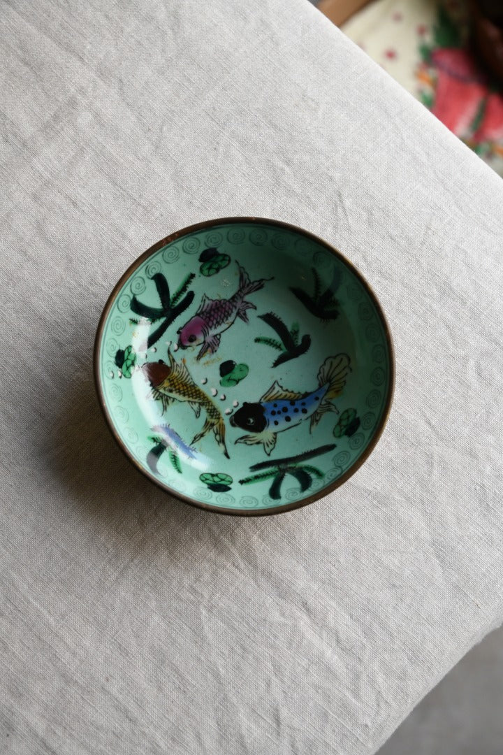 Copper Brass & Ceramic Chinese Dish