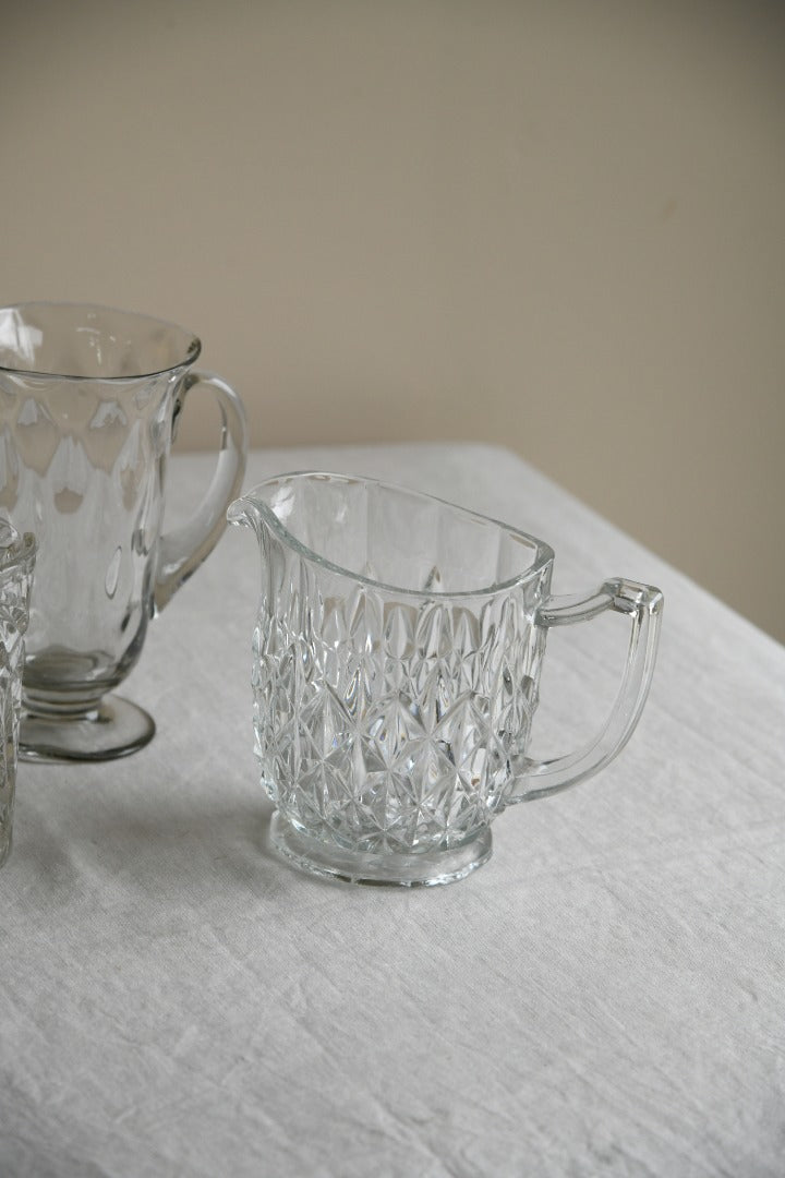 3 Vintage Clear Glass Jugs