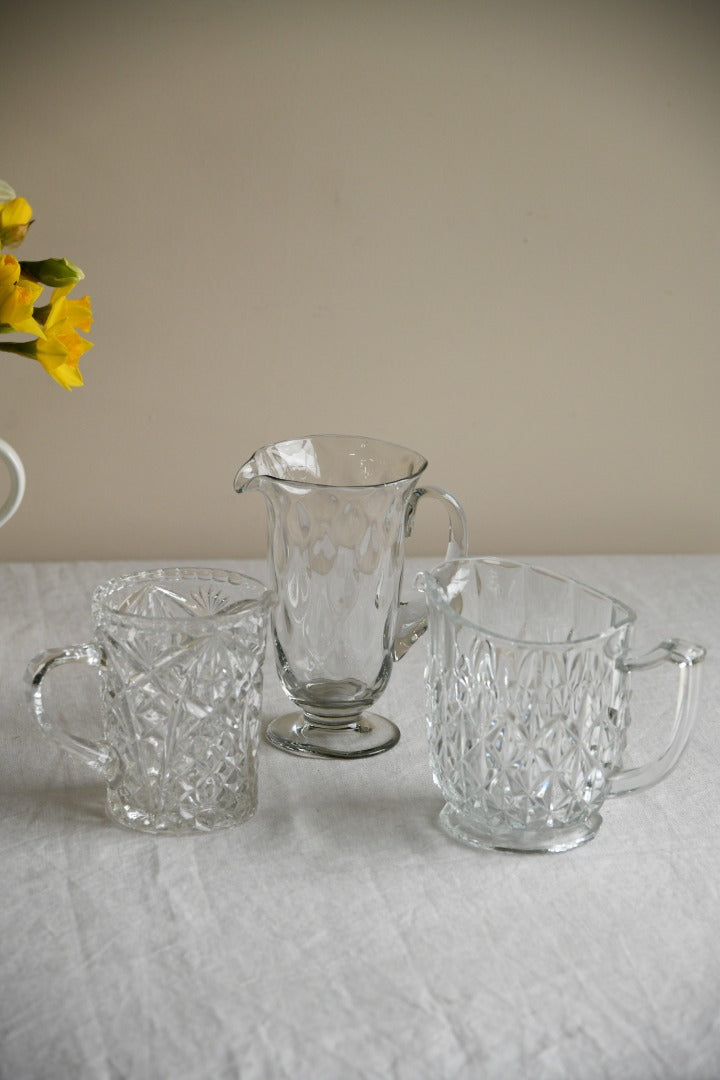 3 Vintage Clear Glass Jugs