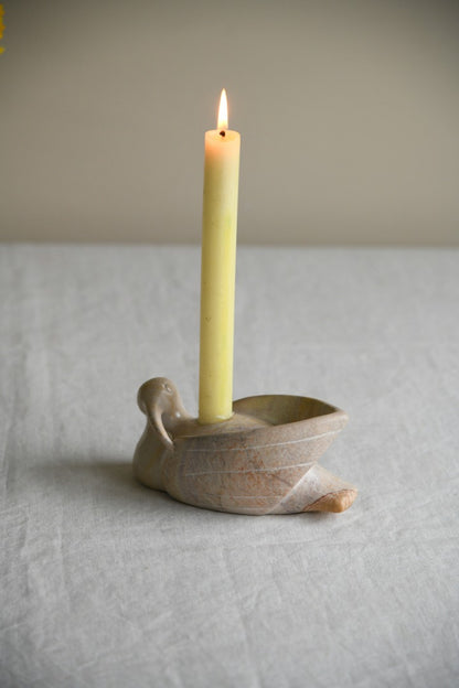 Carved Stone Bird Candle Holder