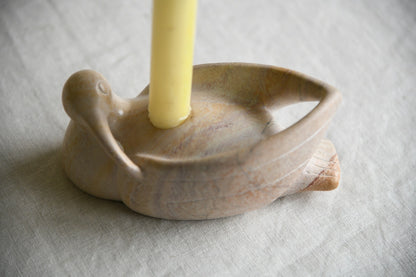 Carved Stone Bird Candle Holder