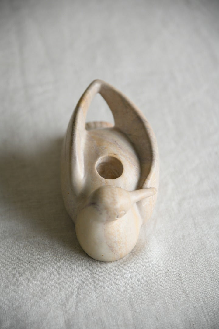 Carved Stone Bird Candle Holder