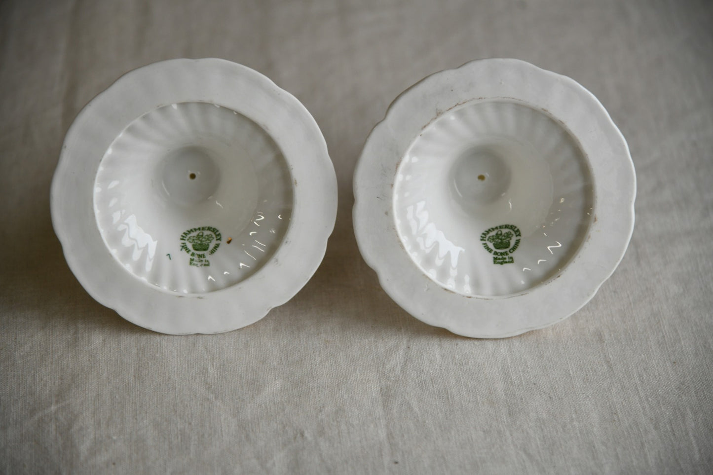 Pair Vintage Hammersley Floral China Candlesticks