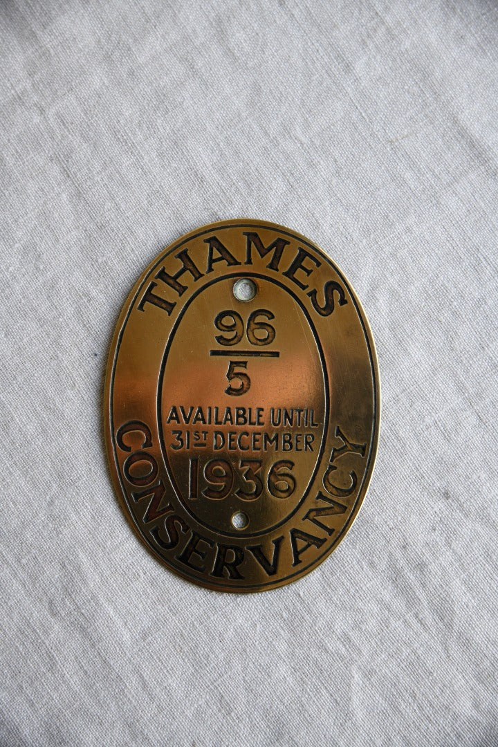 Thames Conservancy Brass Plaque