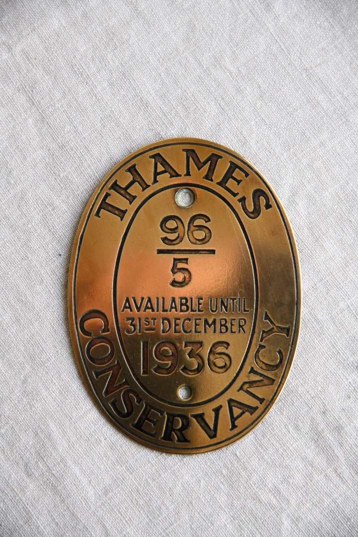 Thames Conservancy Brass Plaque
