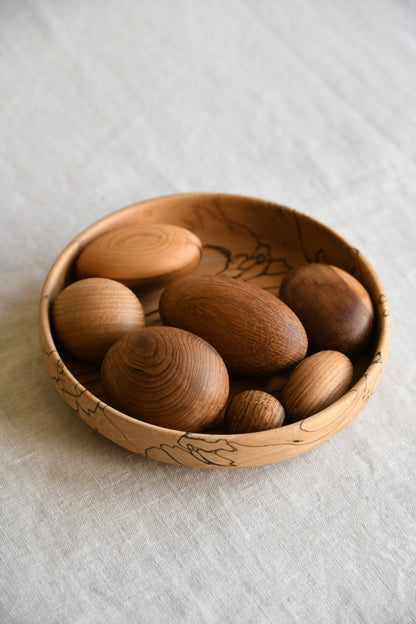 Spelted Beech Bowl and Wooden Eggs