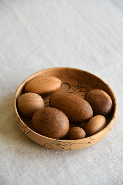 Spelted Beech Bowl and Wooden Eggs