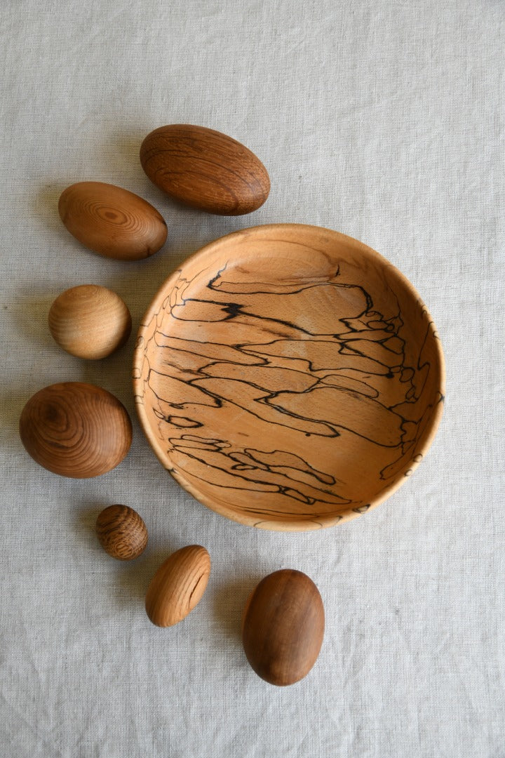 Spelted Beech Bowl and Wooden Eggs