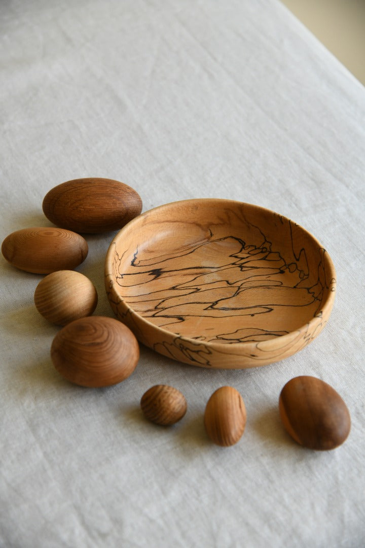 Spelted Beech Bowl and Wooden Eggs