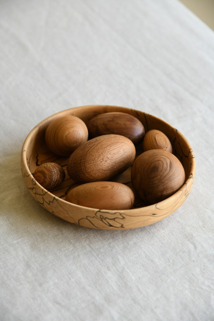 Spelted Beech Bowl and Wooden Eggs