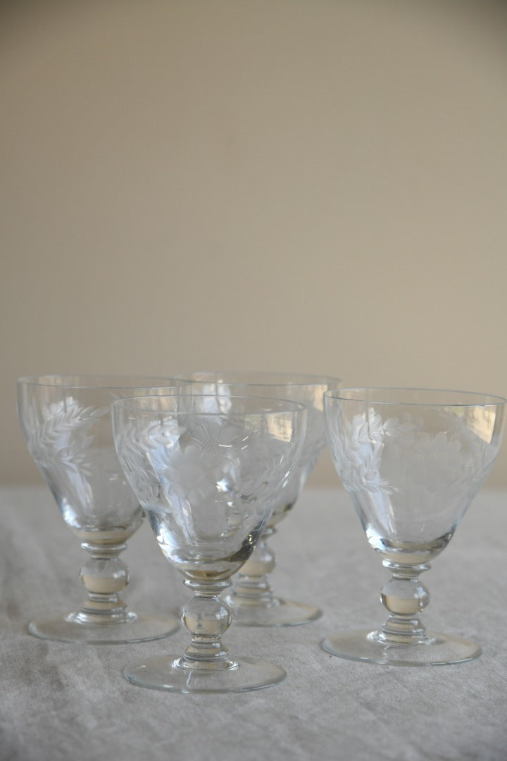 4 Etched Glasses