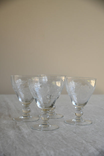 4 Etched Glasses