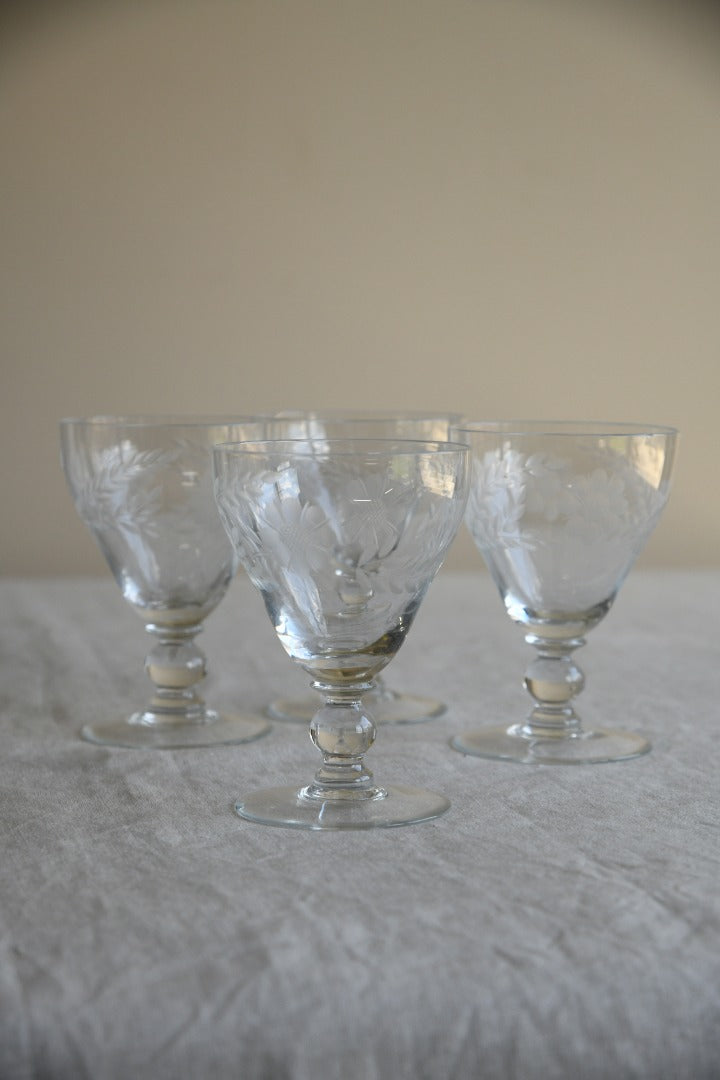 4 Etched Glasses