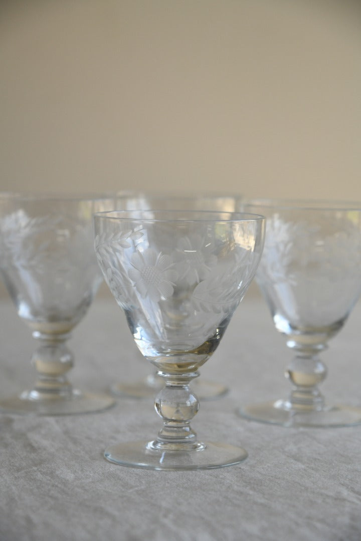 4 Etched Glasses