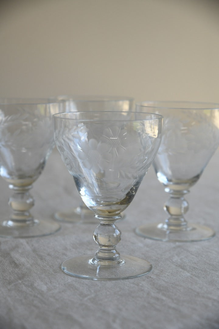 4 Etched Glasses