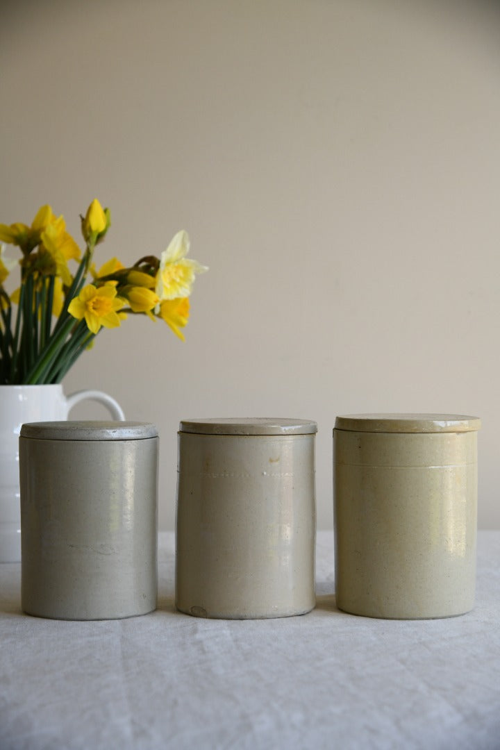 3 Vintage Lidded Stoneware Jars