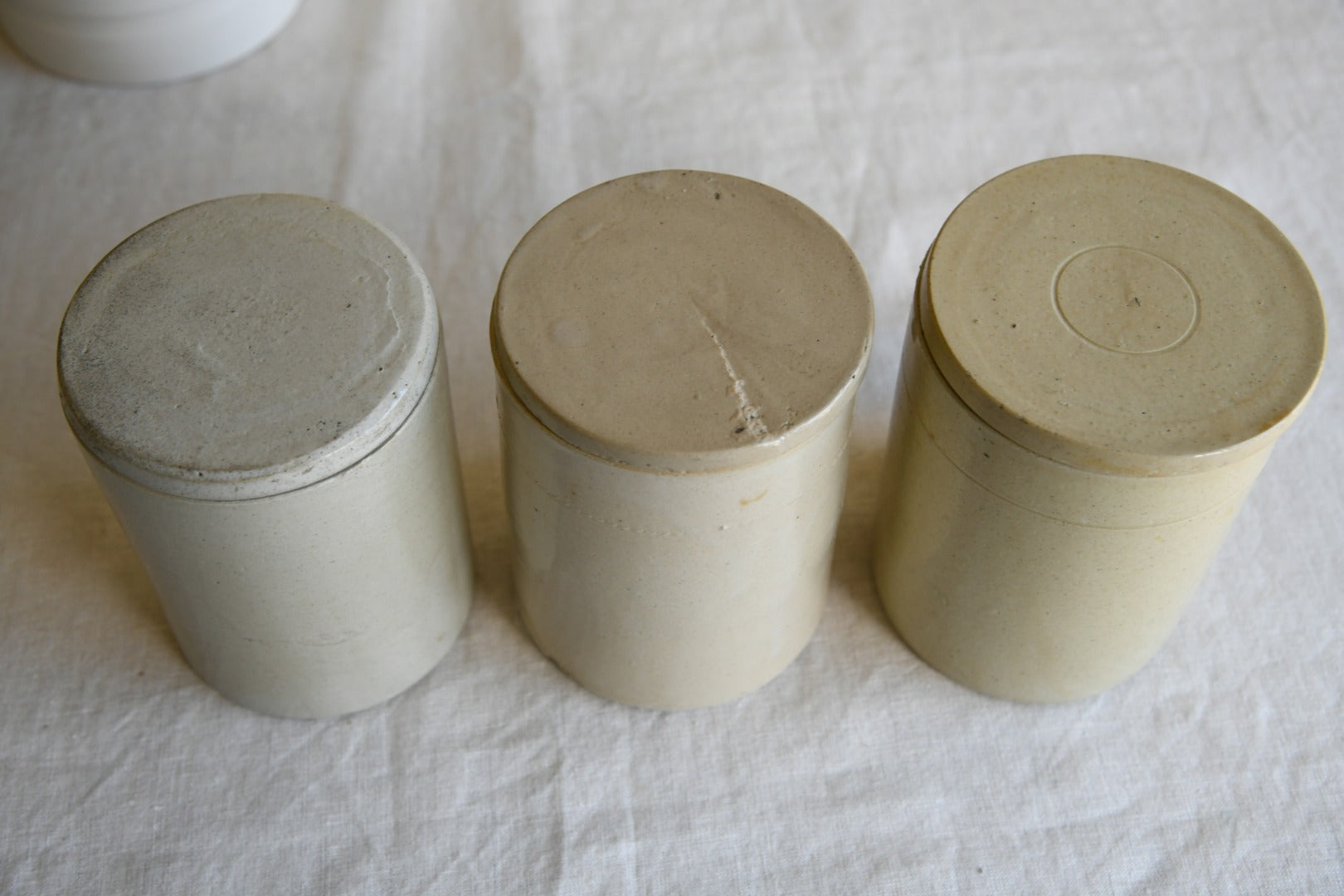 3 Vintage Lidded Stoneware Jars