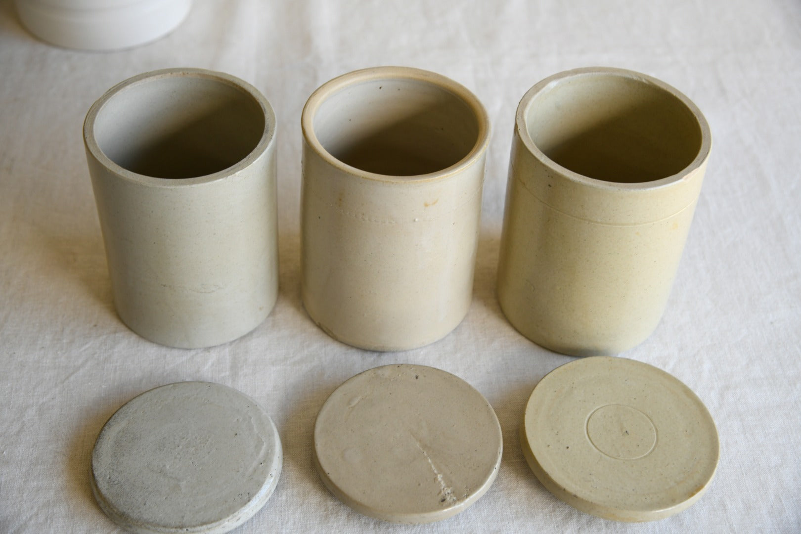 3 Vintage Lidded Stoneware Jars