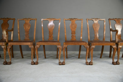 Set 6 Queen Anne Style Walnut Dining Chairs