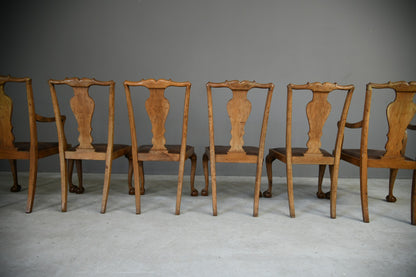 Set 6 Queen Anne Style Walnut Dining Chairs