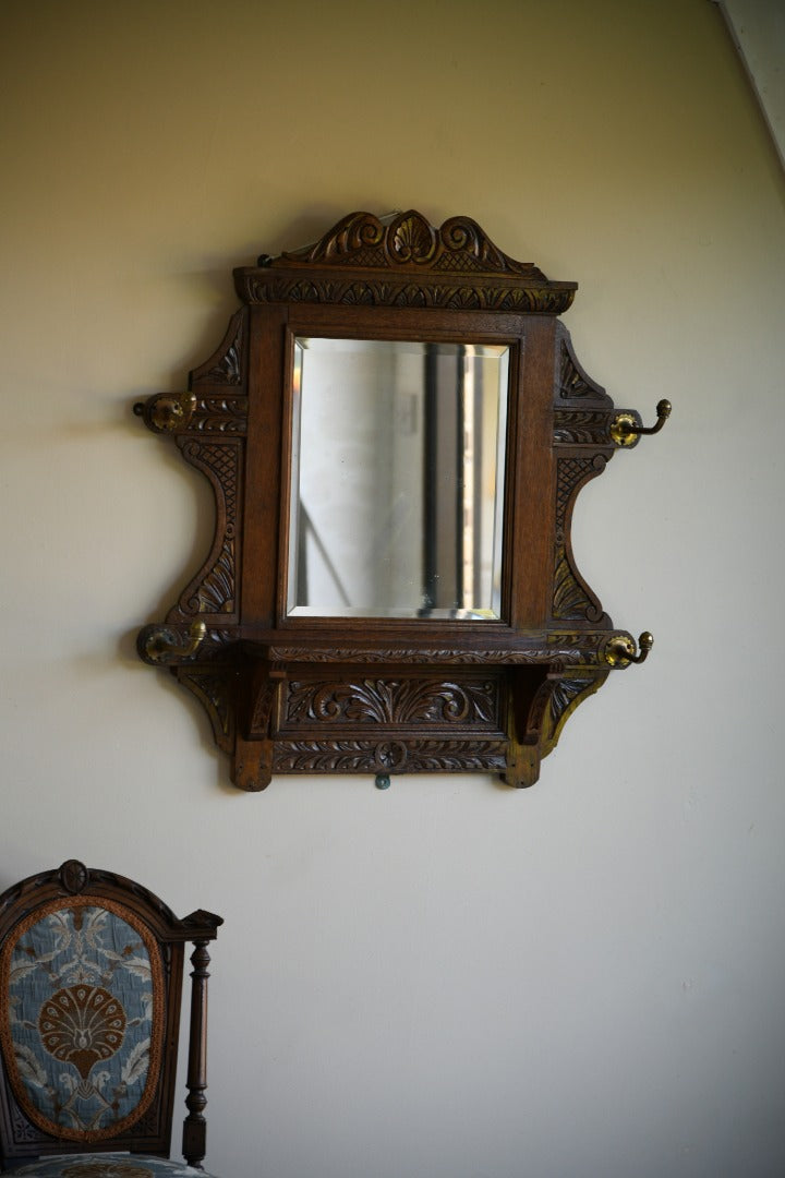 Victorian Carved Oak Hall Mirror